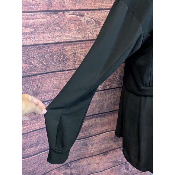 Kai Aakmann Pleated Black Unisex Chiffon Shirt Dress Twotone Sleeves Size Small - Picture 9 of 9